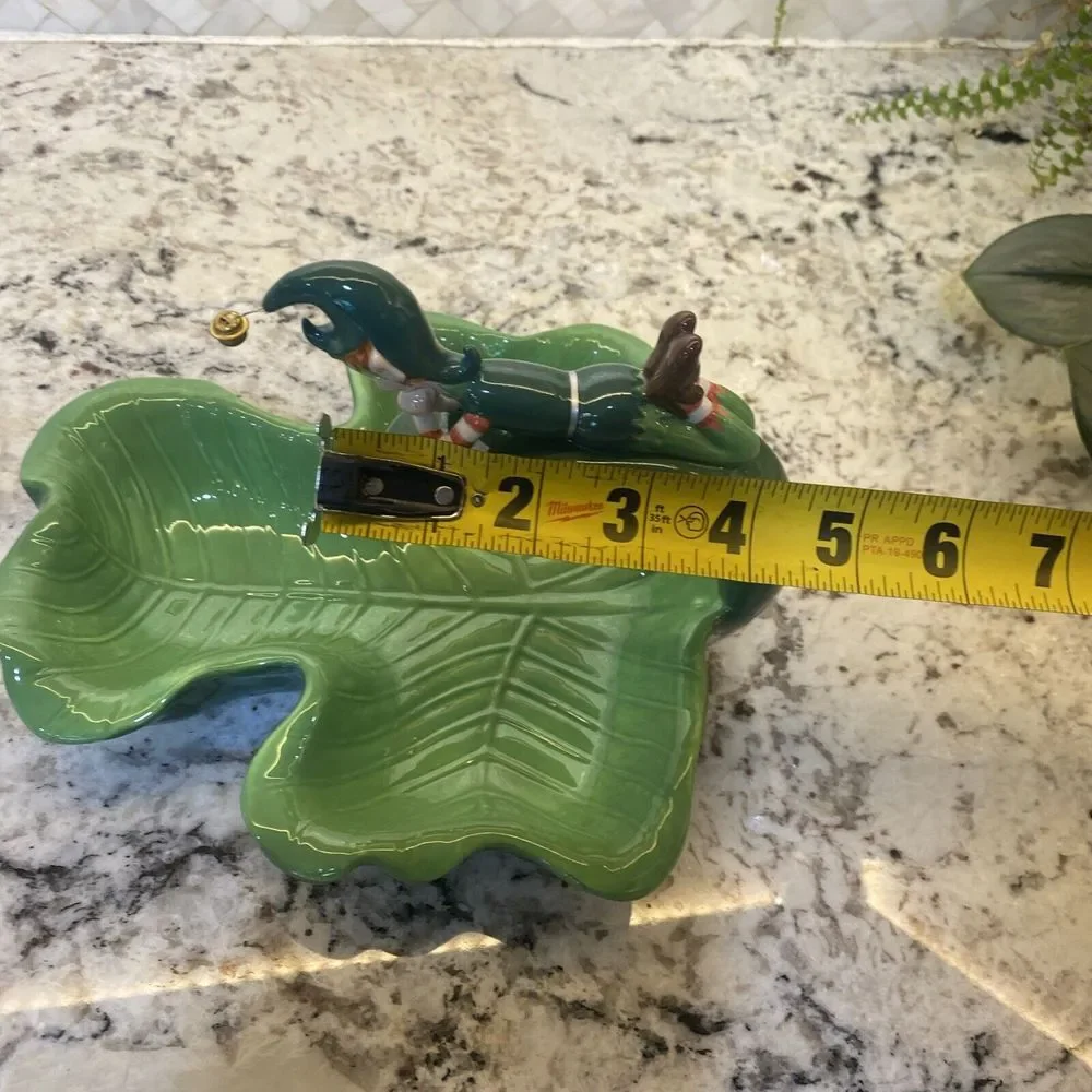 Department 56 Elf pixie Candy‎ Dish Green Clover Christmas St Patrick's Ceramic